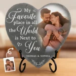 Personalized Photo Heart Shaped Stone