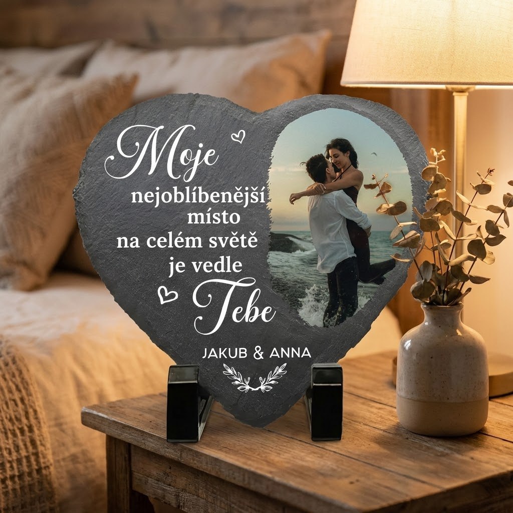 Personalized Photo Heart Shaped Stone With Stand - Image 4