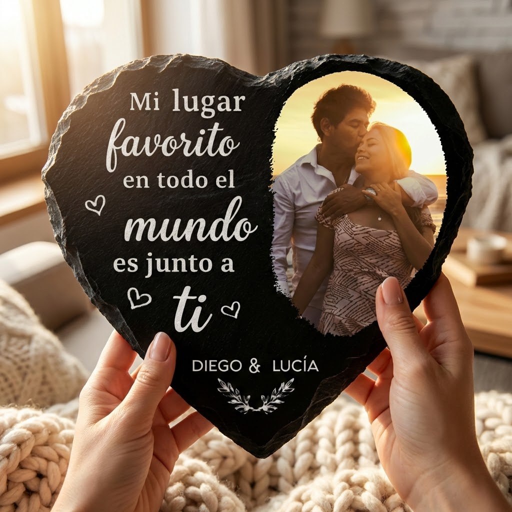 Personalized Photo Heart Shaped Stone With Stand - Image 6